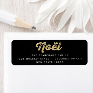 Étiquette Parties scintillant or élégant Noel Noël Adresse d