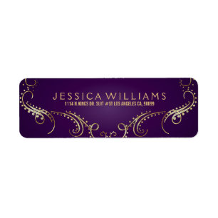 Étiquette Parties scintillant Or Ornat Floral Frame Sur Viol