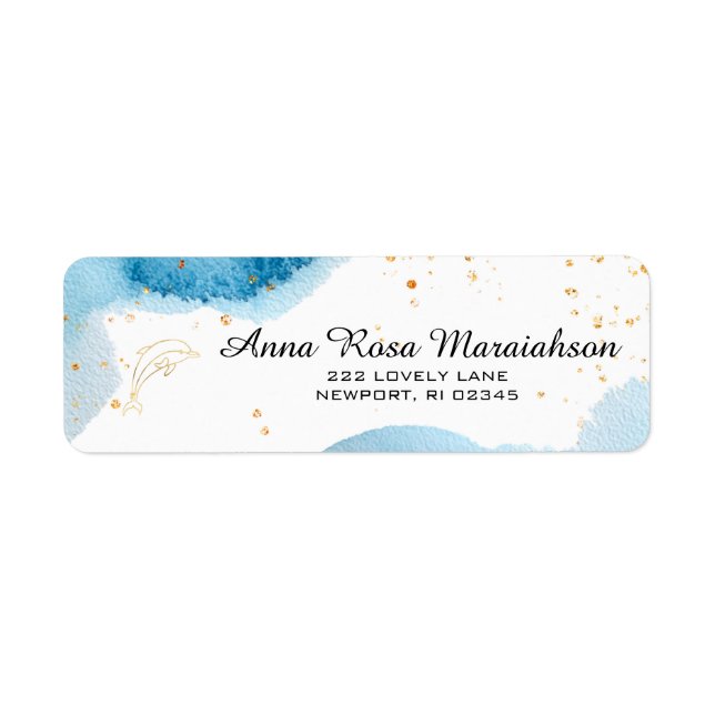 Étiquette *~*Parties scintillant Plage Océan Nautique Or DOL (Devant)