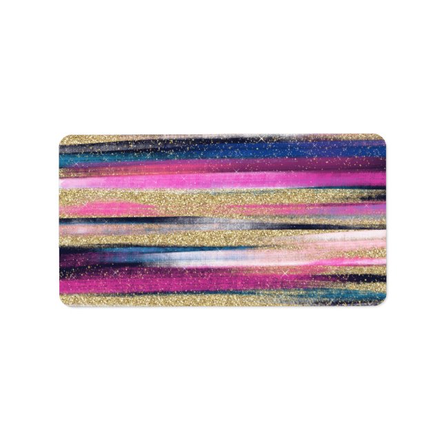 Étiquette Parties scintillant rose bleu or moderne Trucs de  (Devant)