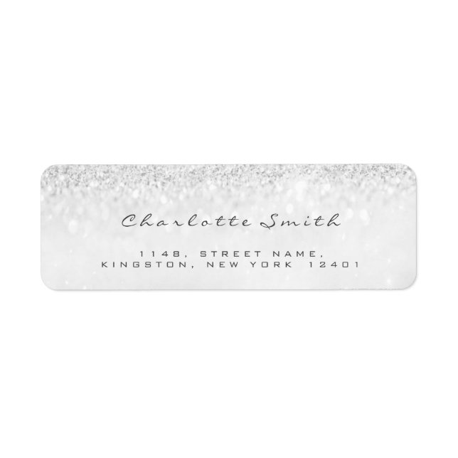 Étiquette Parties scintillant Silver Grey Girl RSVP Adresse  (Devant)