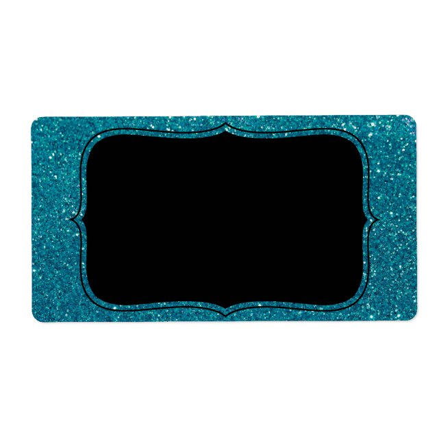 Étiquette Parties scintillant turquoise (Devant)