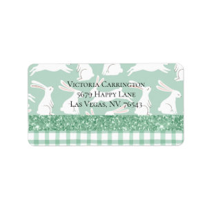 Étiquette Parties scintillant verte En vichy Lapins Plaid Ad
