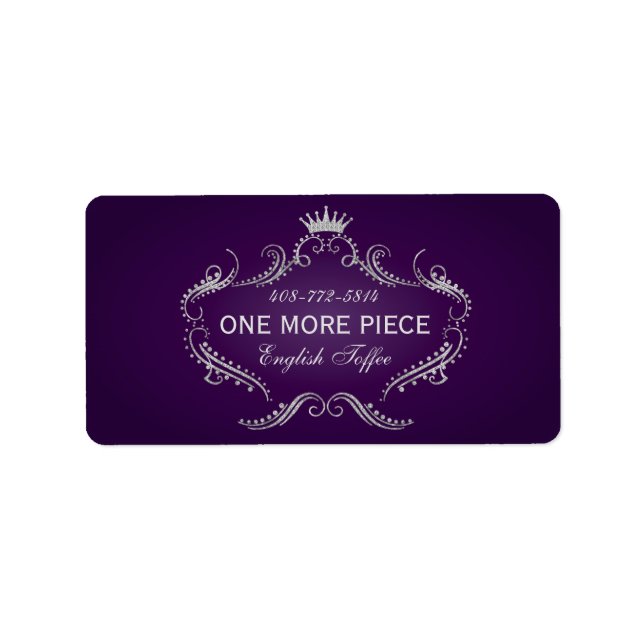 Étiquette Parties scintillant violet et argenté (Devant)