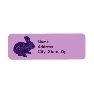 Étiquette Parties scintillant violet Silhouette Bunny Étique