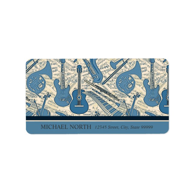 Étiquette Partition Musique et instruments Blue/Ivory ID481 (Devant)