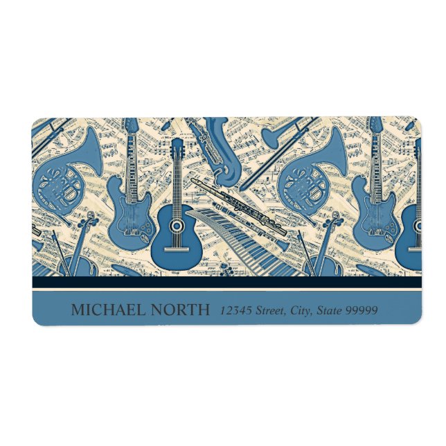 Étiquette Partition Musique et instruments Blue/Ivory ID481 (Devant)