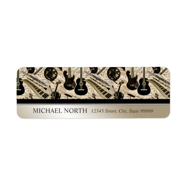 Étiquette Partition Musique et instruments Noir/Or (Devant)