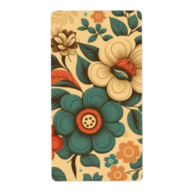 Étiquette Pastel à fleurs vintage design rétro (Devant)