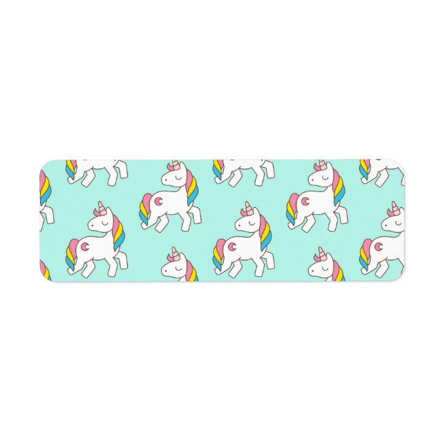 Étiquette Pastel Aqua Unicorn Motif (Devant)