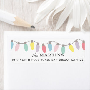 Étiquette Pastel Christmas Lights Retour Adresse :