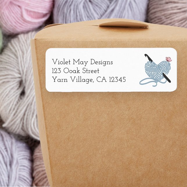 Étiquette Pastel Crochet Hook Fil Papillon Adresse de retour (Return address labels for crochet lover, LYS or online yarn retailer)