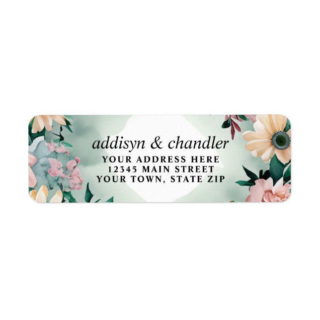 Étiquette Pastel Flower Elégance : Sage Green Floral Mariage (Devant)