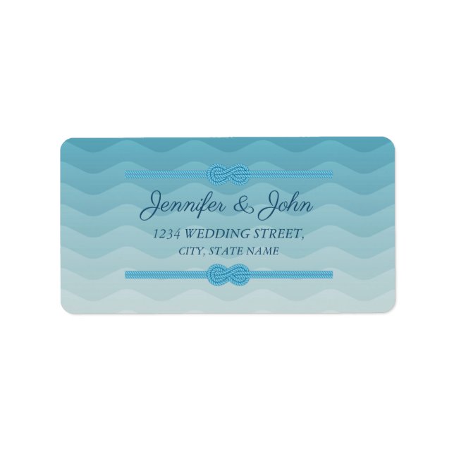 Étiquette Pastel Ombre blue Wave Mariage Adresse de retour (Devant)