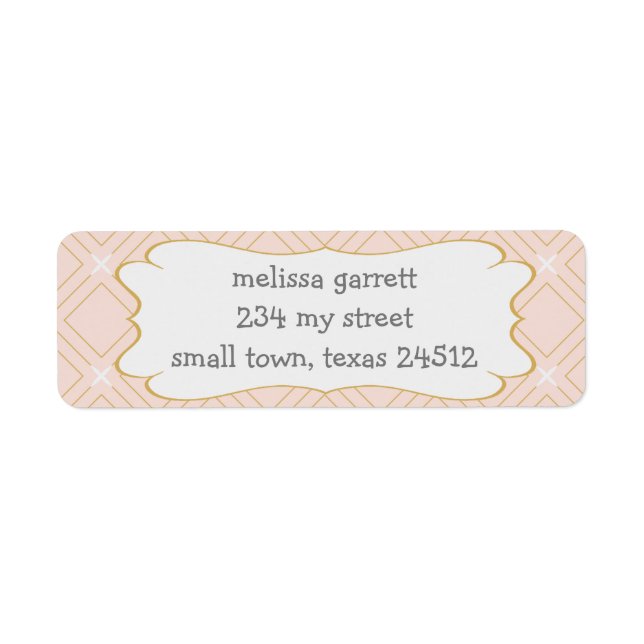 Étiquette Pastel Peach et Gold Géométrique (Devant)