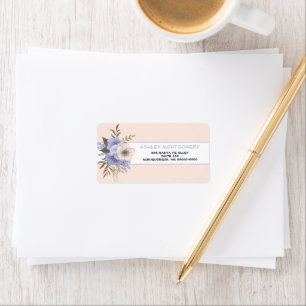 Étiquette Pastel Peach Floral Violet Cinq Roses sauvages pét