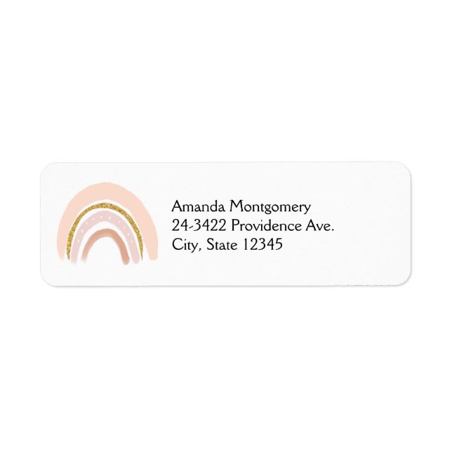 Étiquette Pastel Pink & Faux Parties scintillant Boho Arc-en (Devant)