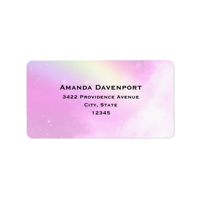 Étiquette Pastel Pink Sky avec Yellow Rainbow Adresse (Devant)