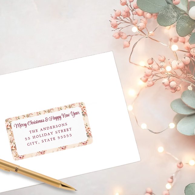 Étiquette Pastel Pink Vintage Floral vacances (Shabby Chic Address Label)