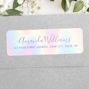 Étiquette Pastel rainbow calligraphy script return address