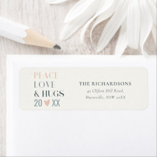 Étiquette Pastel Scandi Blush Grey Peace Love & Hugs 2023