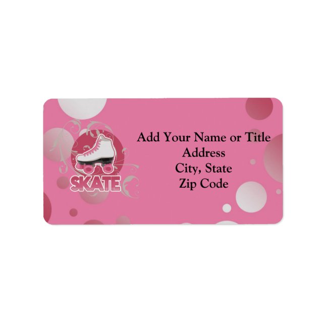 Étiquette Patinage à rouleaux à bulles roses, patinage (Devant)
