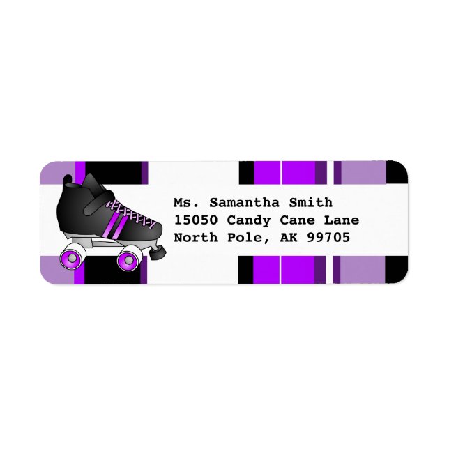 Étiquette Patinage à rouleaux noir et violet Adresse de reto (Devant)