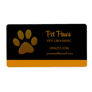 Étiquette Patte de chien orange sur Service de toilettage po