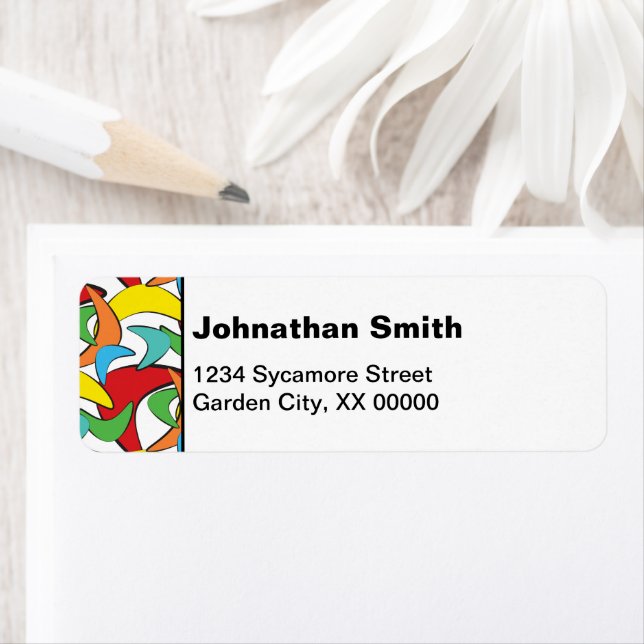 Étiquette Patters multicolorés (En situation)