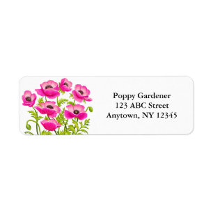 Étiquette Pavot Jardin Rose Fleurs
