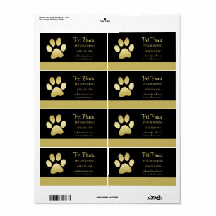 Étiquette Paw chien brillant or sur le service de grossissem