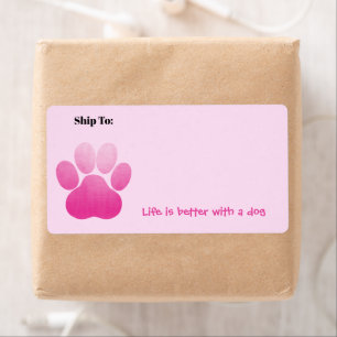 Étiquette Pawprint coquelicot / Rose sur rose / La vie est m