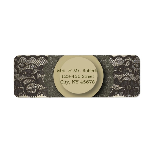 Étiquette Pays dentelle florale damassé vintage mariage (Devant)