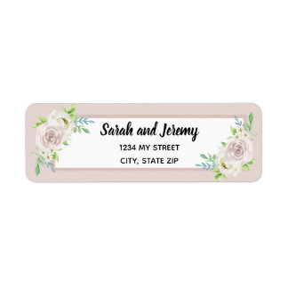 Étiquette Pays Fleur de Rose Mauve Douce Aquarelle Mariage