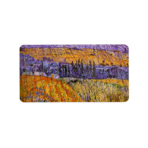 Étiquette Paysage à Auvers en pluie par Vincent van Gogh