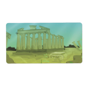 Étiquette paysage de dessin animé d'Atlantas