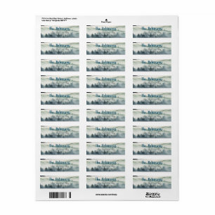 Étiquette Paysage de la forêt de vacances Sage Green Snowy