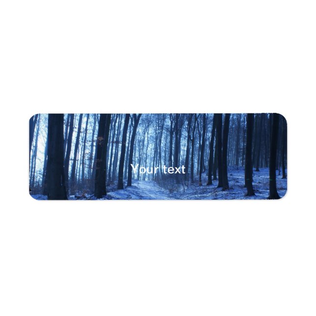 Étiquette Paysage d'hiver bleu (Devant)