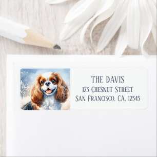 Étiquette Paysage froid Aquarelle Cavalier King Charles