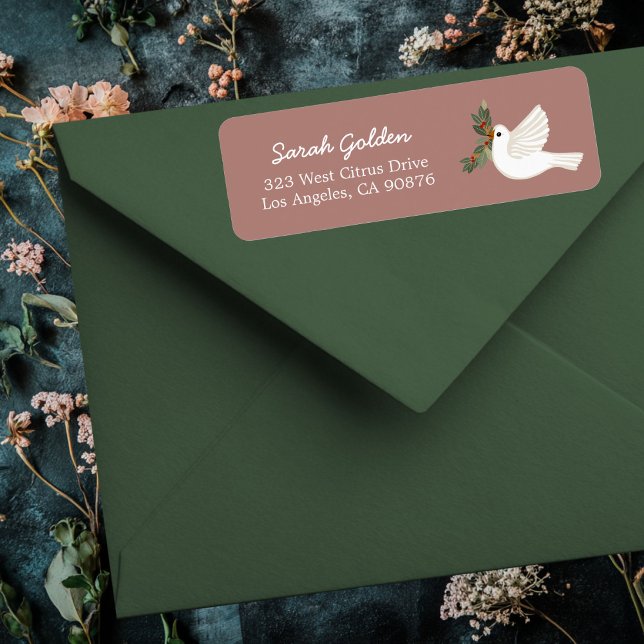 Étiquette Peace Dove Christmas CUSTOM Adresse de retour (Peace Dove Christmas Holidays CUSTOM Chic Cute Mailing Return Address Label Sticker
)