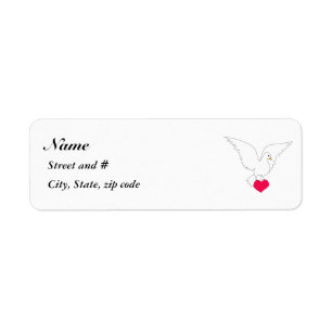 Étiquette Peace Dove et un coeur