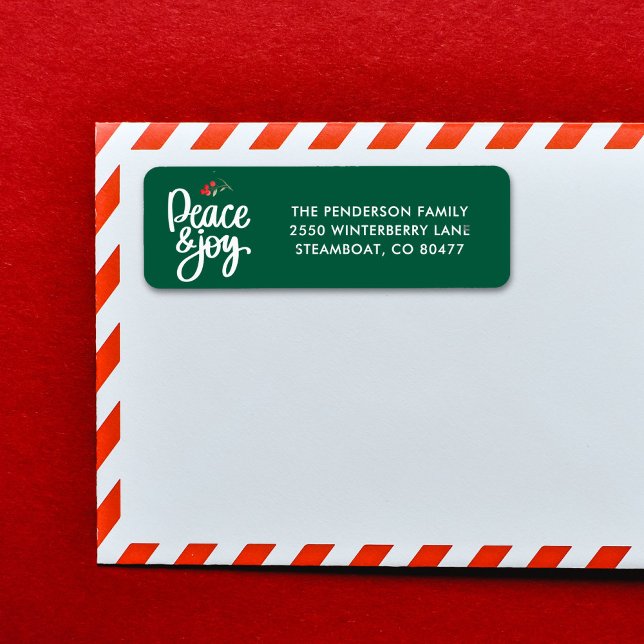 Étiquette Peace Joy Christmas Holiday Custom Return Adresse (Créateur téléchargé)