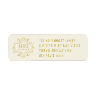 Étiquette Peace Love Joy Festive Foliage Adresse Holiday
