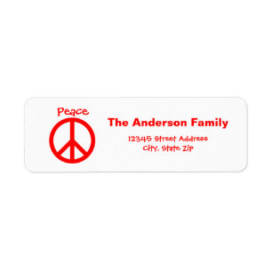 Étiquette Peace, Love, Joy Peace Sign - Adresse de retour