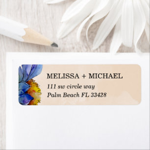 Étiquette Peach and Purple Watercolor Daisy Return Address