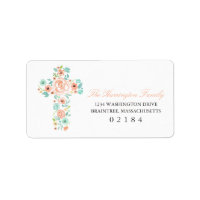 Peach et Mint Flower Cross