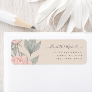 Étiquette Peach Peonies Sage Floral Budget Mariage