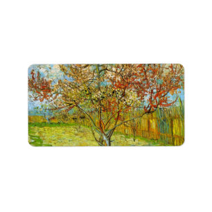 Étiquette Peach Tree rose en fleurs par Vincent van Gogh