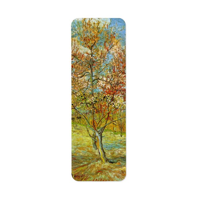 Étiquette Peach Tree rose en fleurs par Vincent van Gogh (Devant)