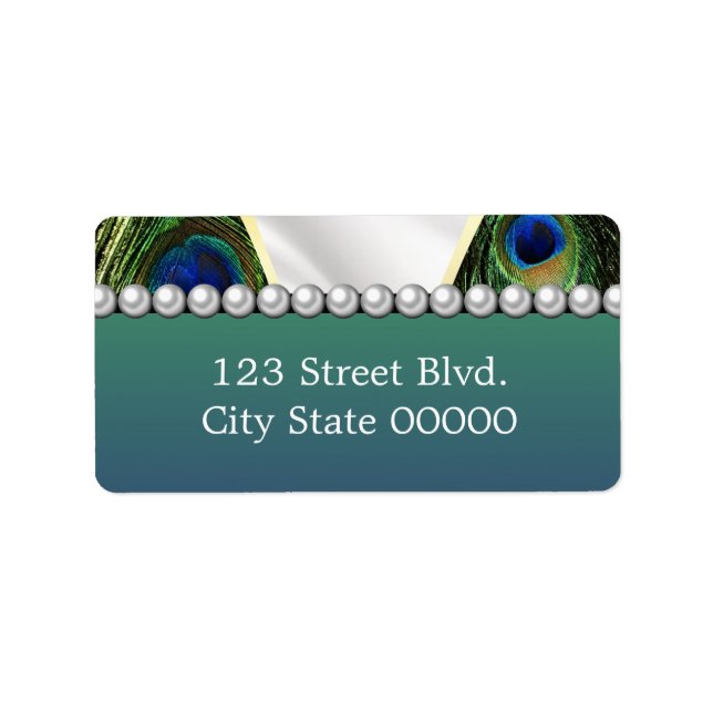 Étiquette Peacock avec Drapery Gold Silver (Devant)